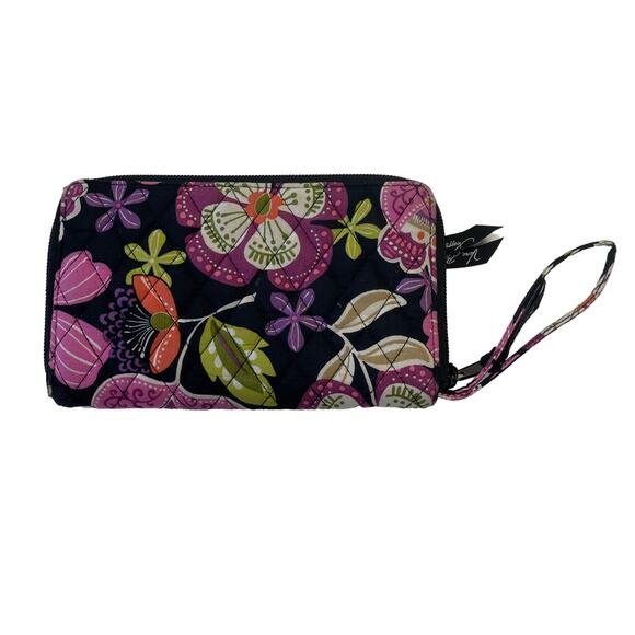 Vera Bradley Bi-Fold Zip Wristlet Wallet Floral Print Card Holder Purse - Picture 2 of 6